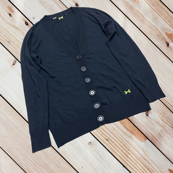 Under Armour L black 50% wool boyfriend premier cardigan - Picture 1 of 9